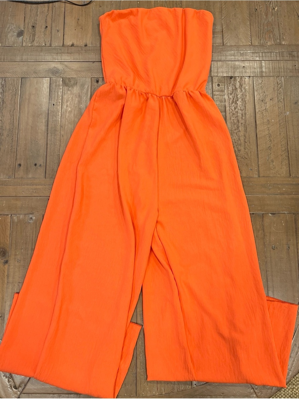 See You Monday Strapless Wide Leg Romper Jumpsuit Medium Orange Girls Night Out